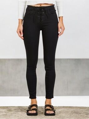 NWOT Mother Black High Waist Lace Up Looker  AnkleNot Guilty Jean Size 26